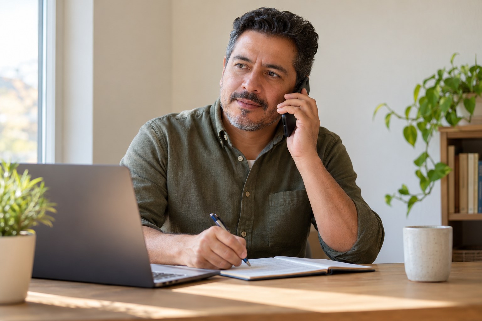 una persona solicitando orientación por teléfono